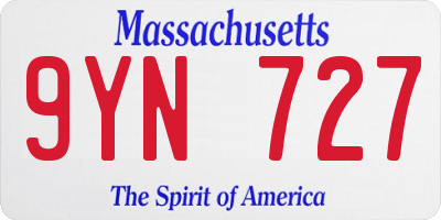MA license plate 9YN727