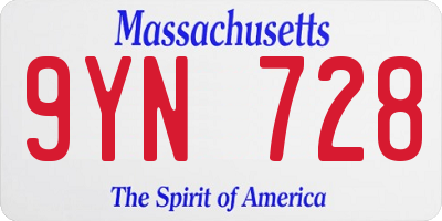 MA license plate 9YN728