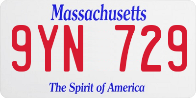 MA license plate 9YN729