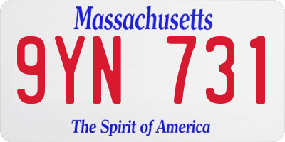 MA license plate 9YN731