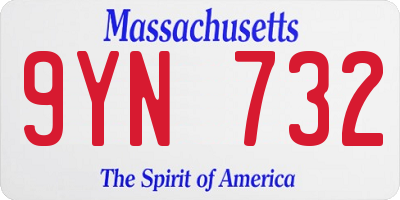 MA license plate 9YN732