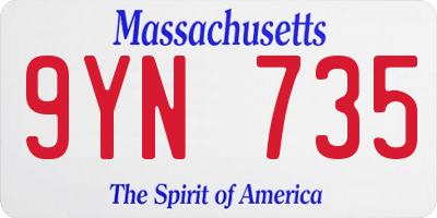 MA license plate 9YN735