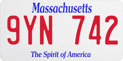MA license plate 9YN742