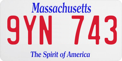 MA license plate 9YN743