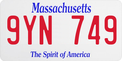 MA license plate 9YN749