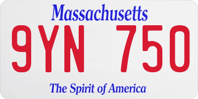 MA license plate 9YN750