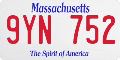MA license plate 9YN752