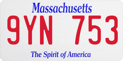 MA license plate 9YN753