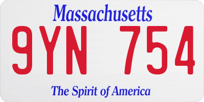 MA license plate 9YN754