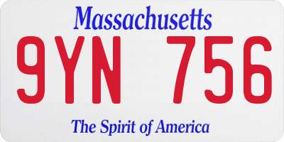 MA license plate 9YN756