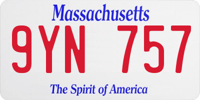 MA license plate 9YN757