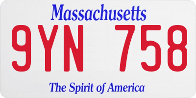 MA license plate 9YN758