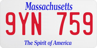 MA license plate 9YN759