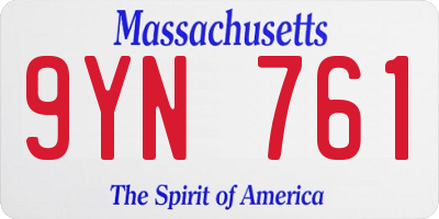 MA license plate 9YN761