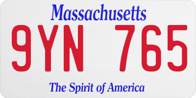 MA license plate 9YN765