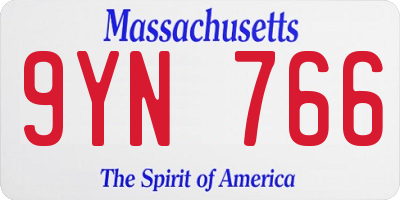 MA license plate 9YN766