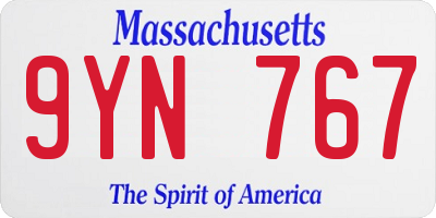 MA license plate 9YN767