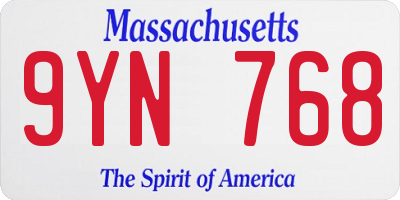 MA license plate 9YN768