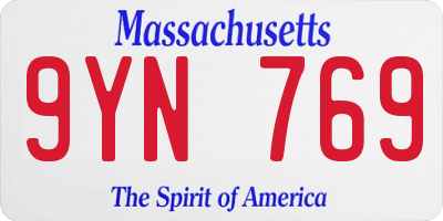 MA license plate 9YN769