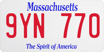 MA license plate 9YN770