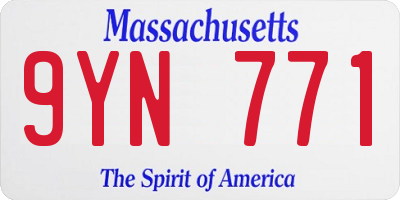 MA license plate 9YN771