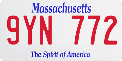 MA license plate 9YN772
