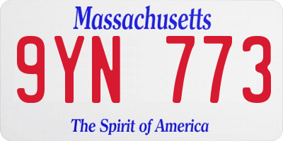 MA license plate 9YN773