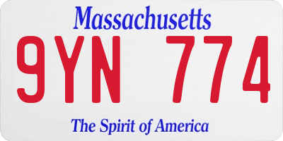 MA license plate 9YN774
