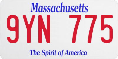 MA license plate 9YN775