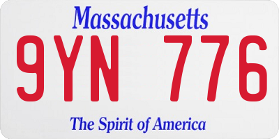 MA license plate 9YN776