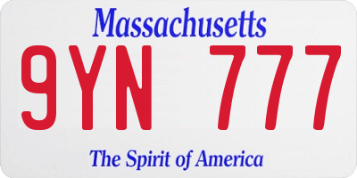MA license plate 9YN777