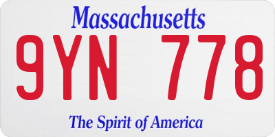 MA license plate 9YN778