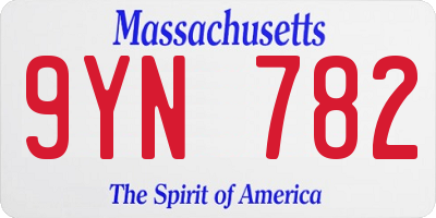 MA license plate 9YN782