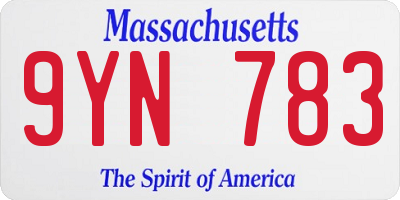 MA license plate 9YN783
