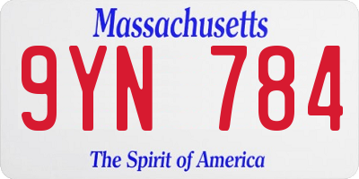 MA license plate 9YN784