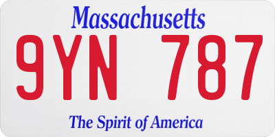 MA license plate 9YN787