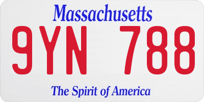 MA license plate 9YN788