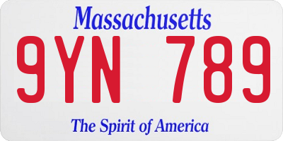 MA license plate 9YN789