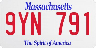 MA license plate 9YN791