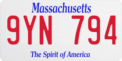 MA license plate 9YN794
