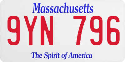 MA license plate 9YN796