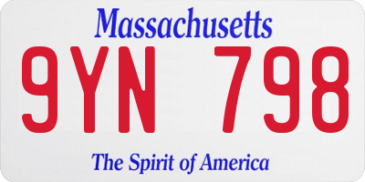 MA license plate 9YN798