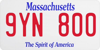 MA license plate 9YN800