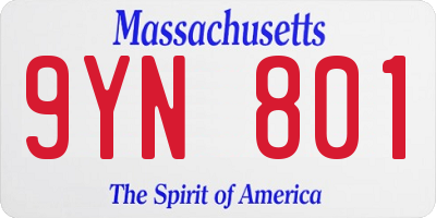 MA license plate 9YN801