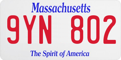MA license plate 9YN802