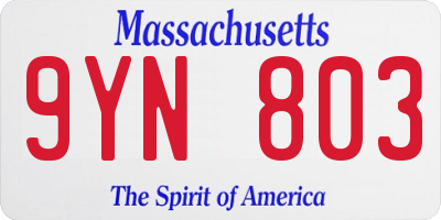 MA license plate 9YN803