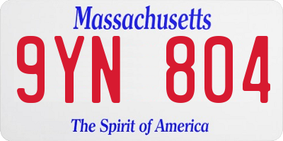 MA license plate 9YN804