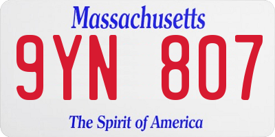 MA license plate 9YN807