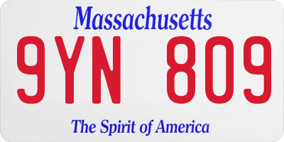 MA license plate 9YN809