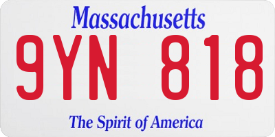 MA license plate 9YN818